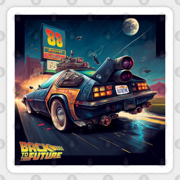 Delorean back to the future Sticker by Buff Geeks Art